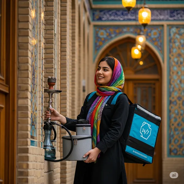 قلیون با ذغال روشن قیطریه